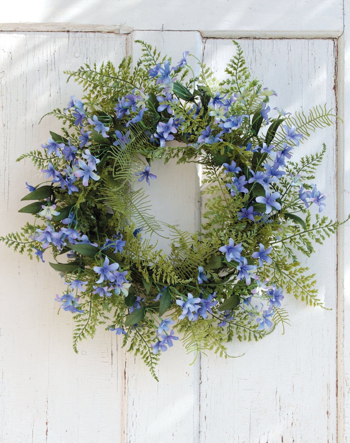 3105 110 a3 Искусственный венок 'жасмин / папоротник' Ø 45 см, голубой H-andreas  - Вид №3