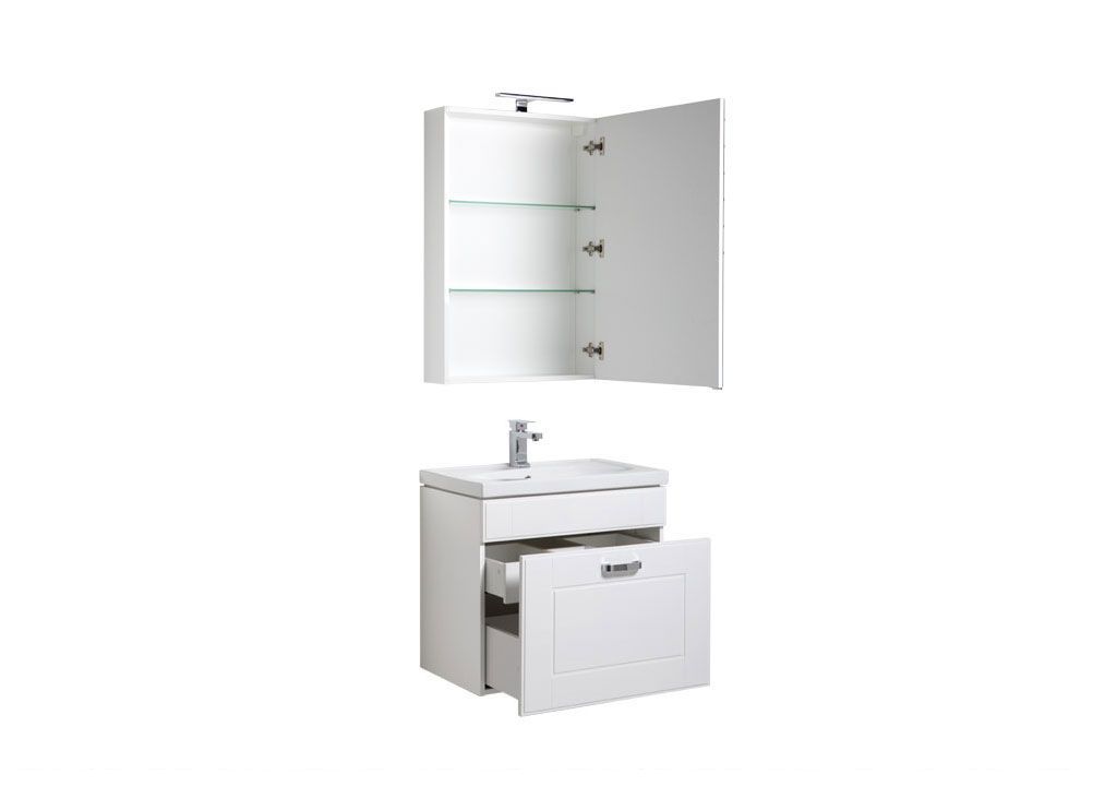 Мебель для ванной Aquanet Рондо 60 белый (1 ящик, зеркало камерино) 00195697 - Вид №1