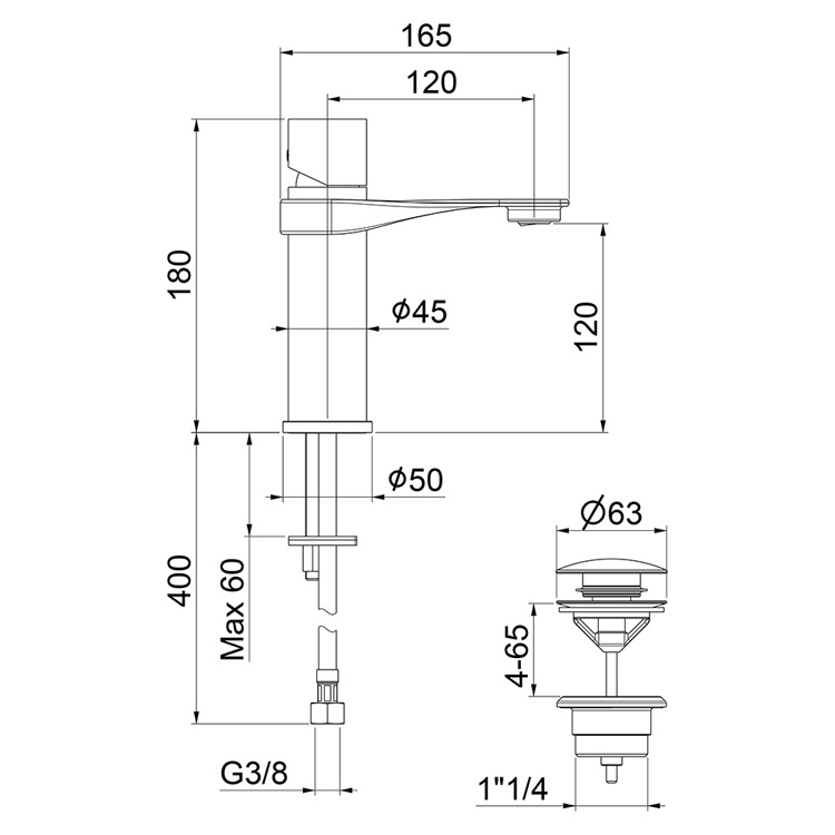 NB830102441 Смеситель для раковины Webert One-B  - Вид №1