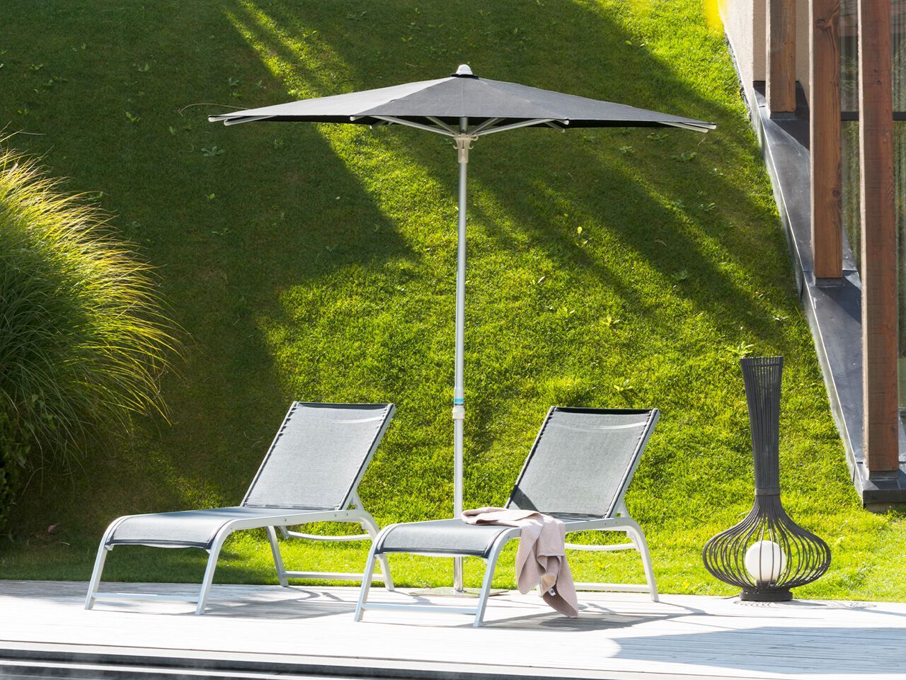 Зонтик из анодированного алюминия и акриловой ткани Crema Outdoor CRONO ARCH-00079578