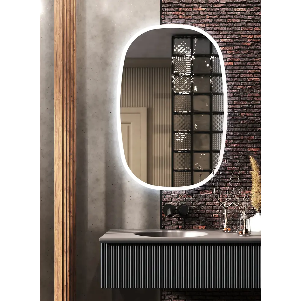 Зеркало для ванной Omega Glass Фантом SD50 с подсветкой 60x90 см овальное STLM-2194928