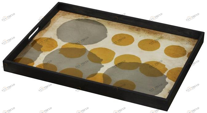 Ethnicraft Прямоугольный поднос из дерева и стекла Translucent silhouettes 20443