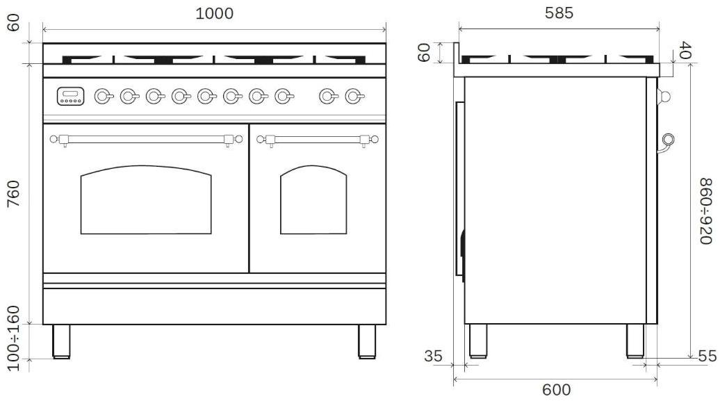 Ilve Отдельностоящая стальная кухня Nostalgie Pd10n Santreyd - Вид №6