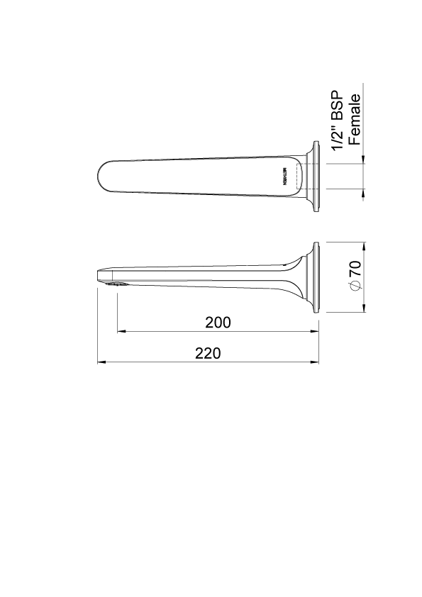 AOSPWBTBK Настенный излив для ванны Aio Methven Черный  - Вид №1