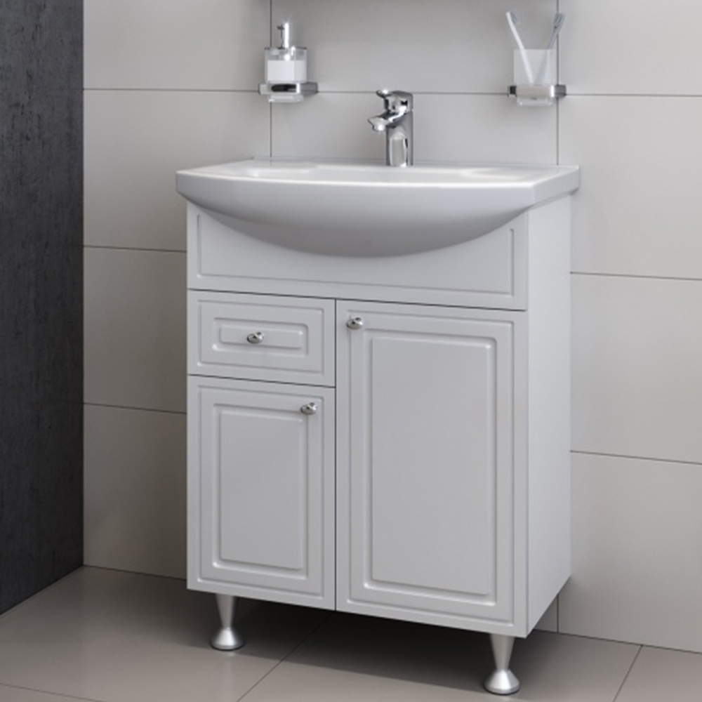 M41-FSX0653WG-WCC065 база на ножках с раковиной 65 см ящ/дв белый глянец Damixa Palace One  - Вид №2