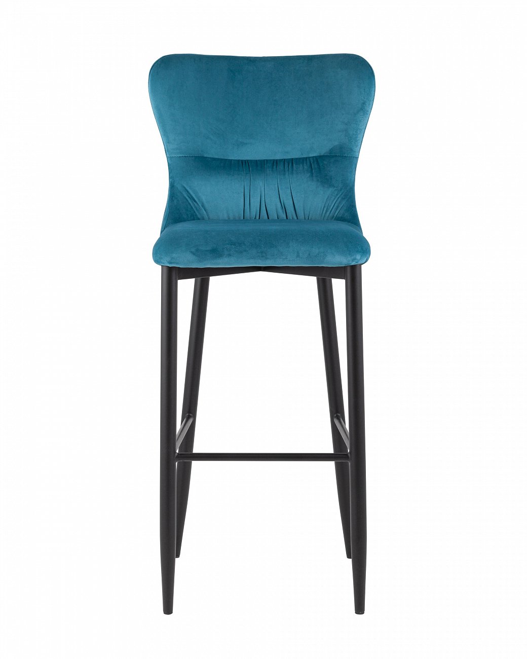 Полубарный стул с мягкой спинкой темно-бирюзовый с черными металлическими ножками "Лилиан" STOOL GROUP  00-3881785 Синий  - Вид №1