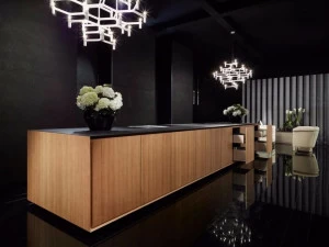 RIFRA Кухня с островом из античного дуба и крыльями из лавового камня One