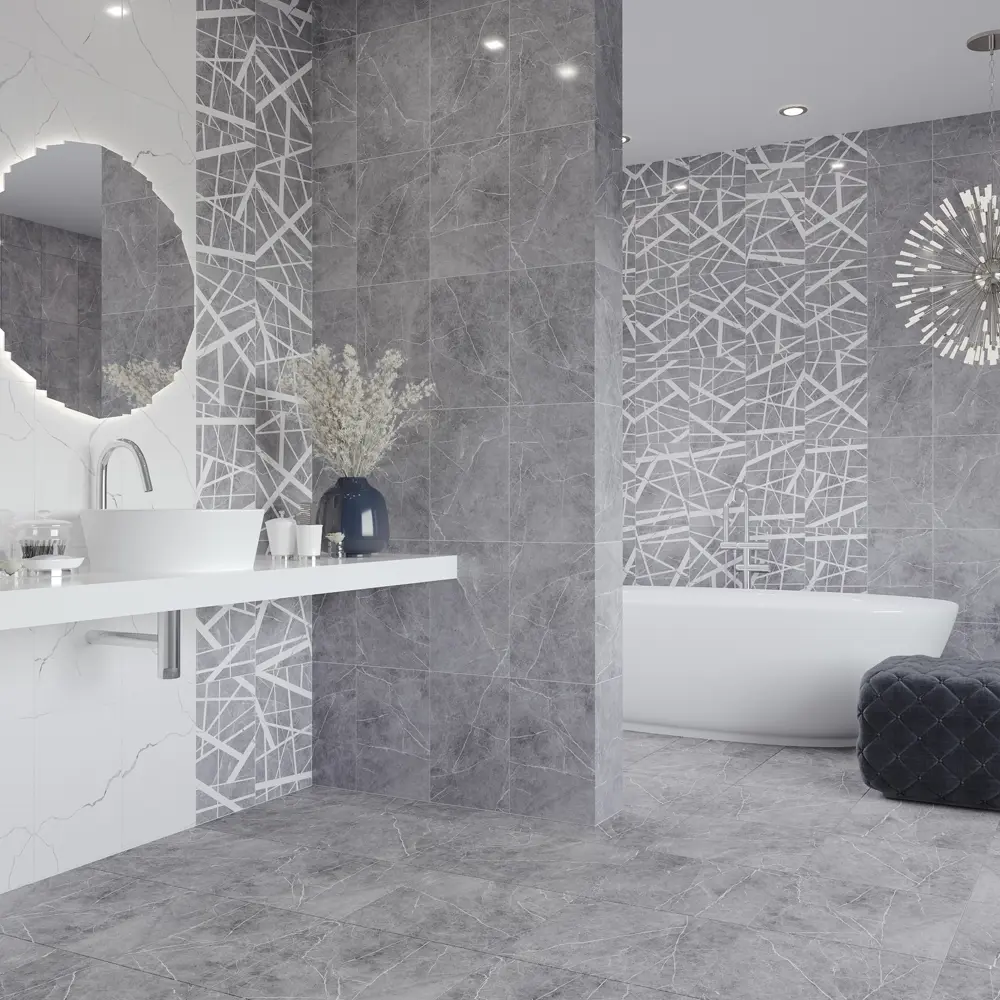 Керамин Эйра: Настенная плитка серо-белая глянцевая 27.5×40 см 85539467 STLM-0063706 - Вид №5