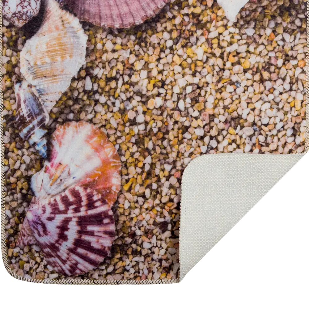 Набор ковриков для ванной комнаты Ракушки цвет коричневый PRIMANOVA STLM-2154860 - Вид №2