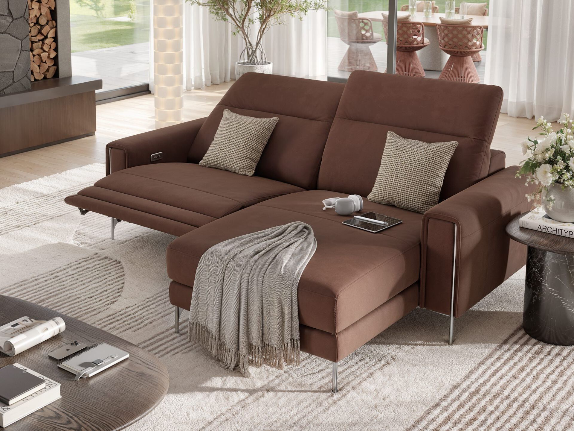 2-местный кожаный диван с полуостровом Sofanella Bellagio ARCH-00151826 - Вид №1