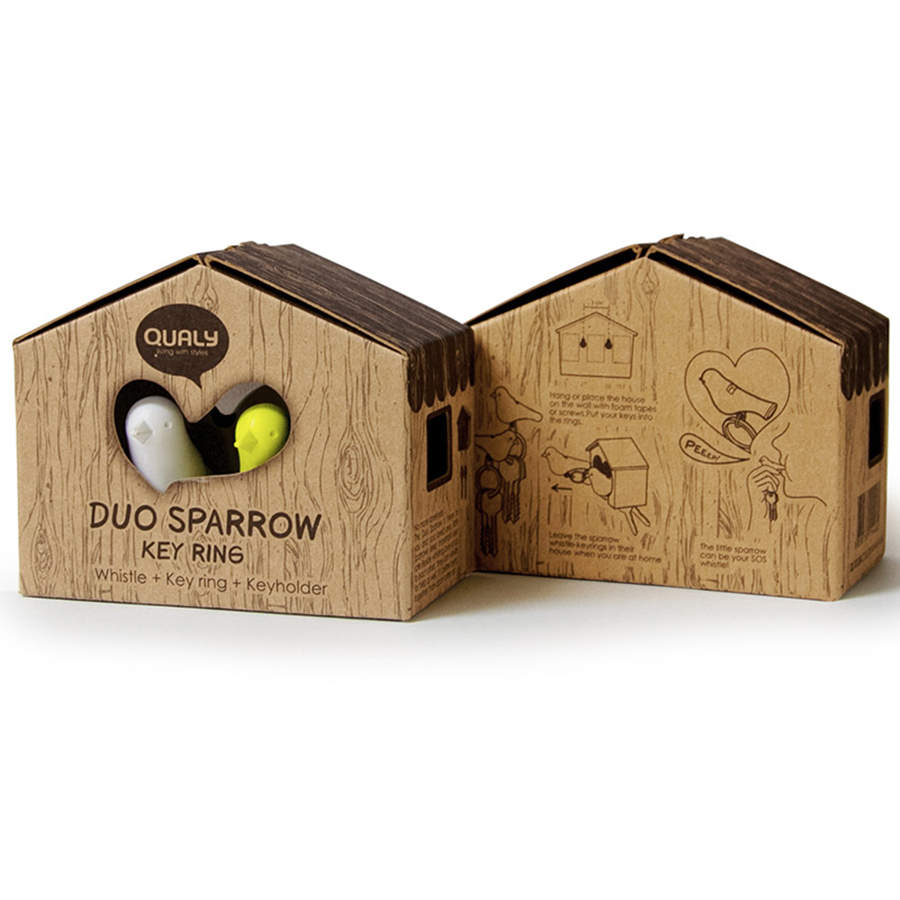 QL10124-BN-WH-GN Держатель для ключей sparrow, белый/зеленый Qualy  - Вид №3