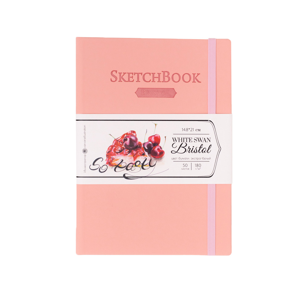 401229 Скетчбук для графики и маркеров Bristol Touch 180 г/м2 А5 14.8 х 21 см твердый переплет 50 л. розовый Малевичъ 