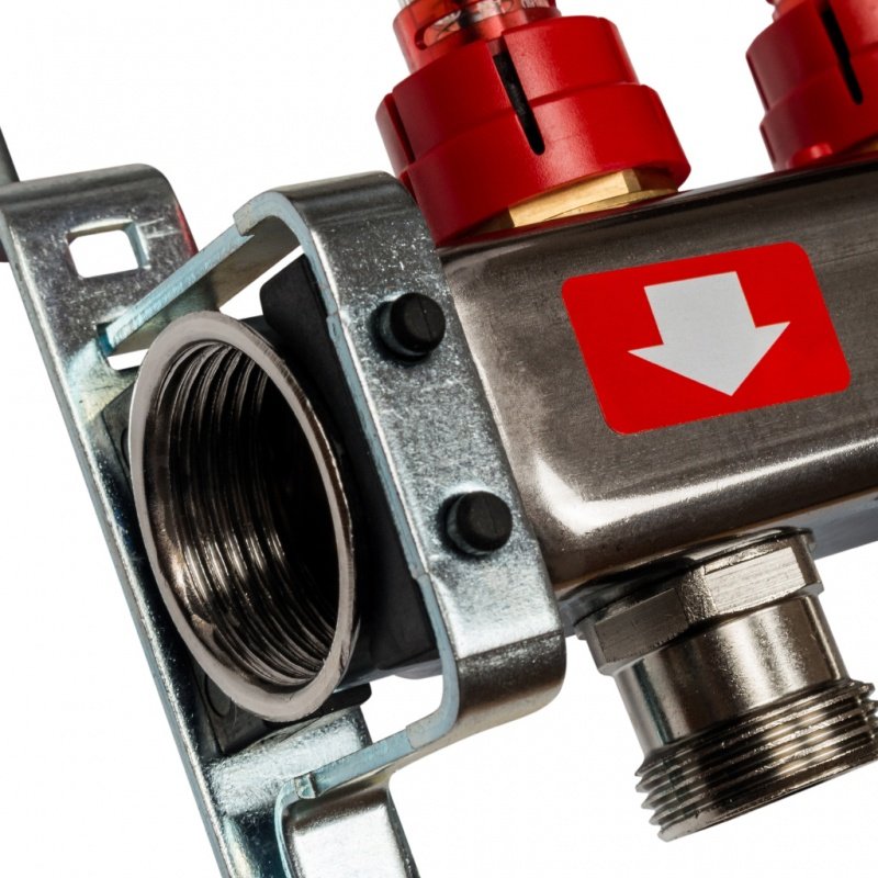 Коллектор из нерж. стали на 4 вых. с расходомерами, сливом и клапаном STOUT SMS0927000004 - Вид №2