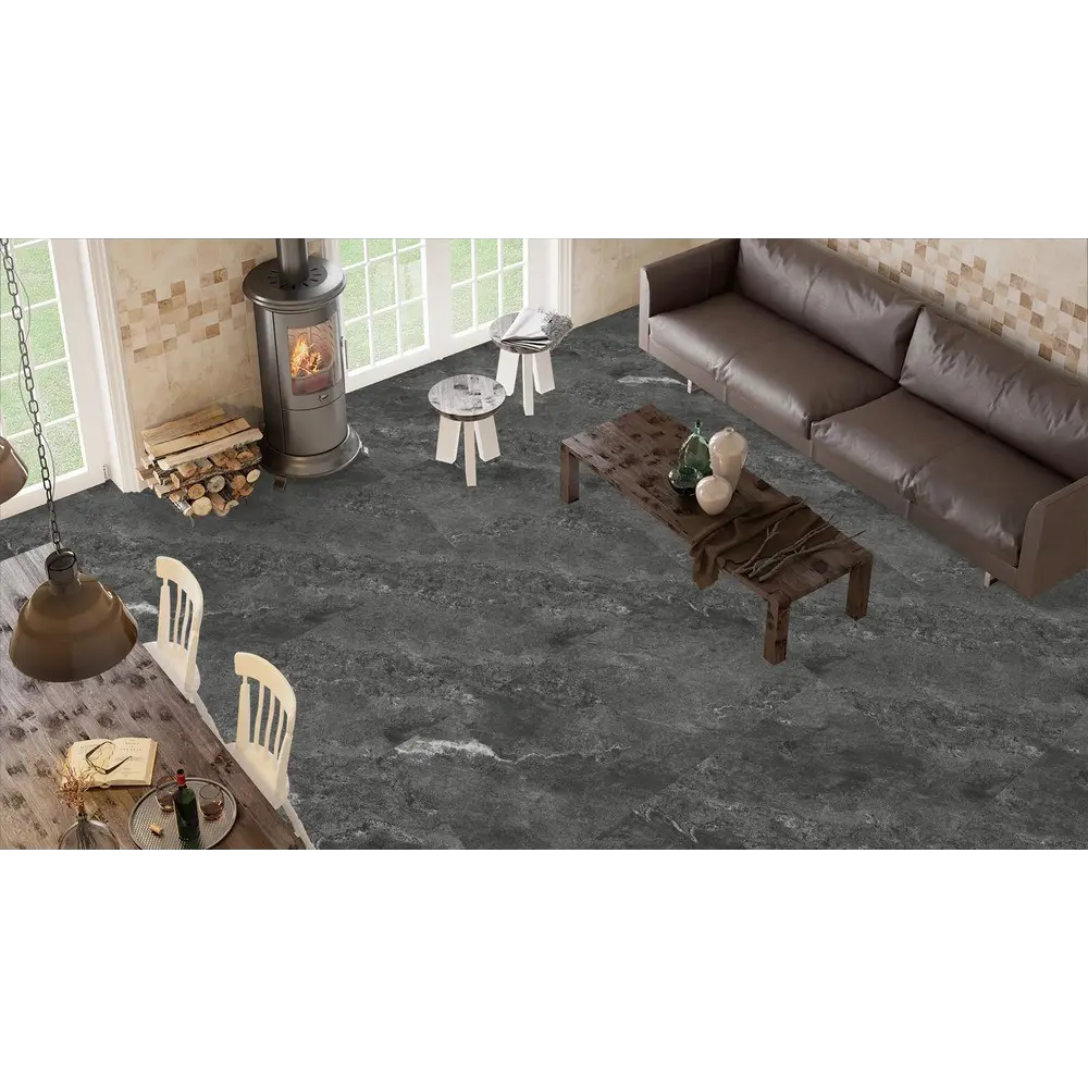 Глазурованный керамогранит Duna Shadestone Nero Polish 60x60 см 1.44 м² лаппатированный цвет черный STLM-2102325 - Вид №3