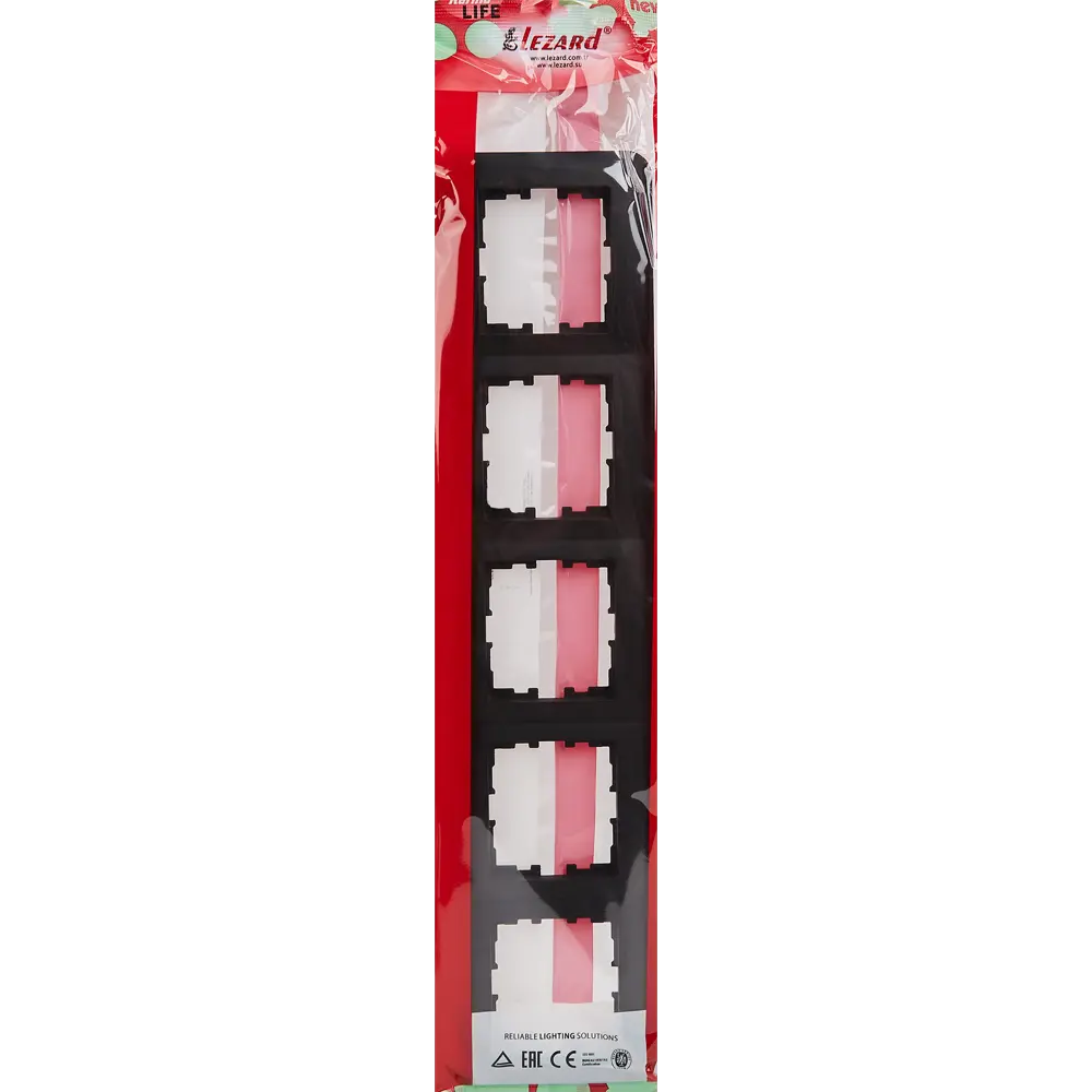 Рамка для розеток и выключателей Lezard Karina Life 5 постов горизонтальная цвет черный бархат STLM-2084725 - Вид №2