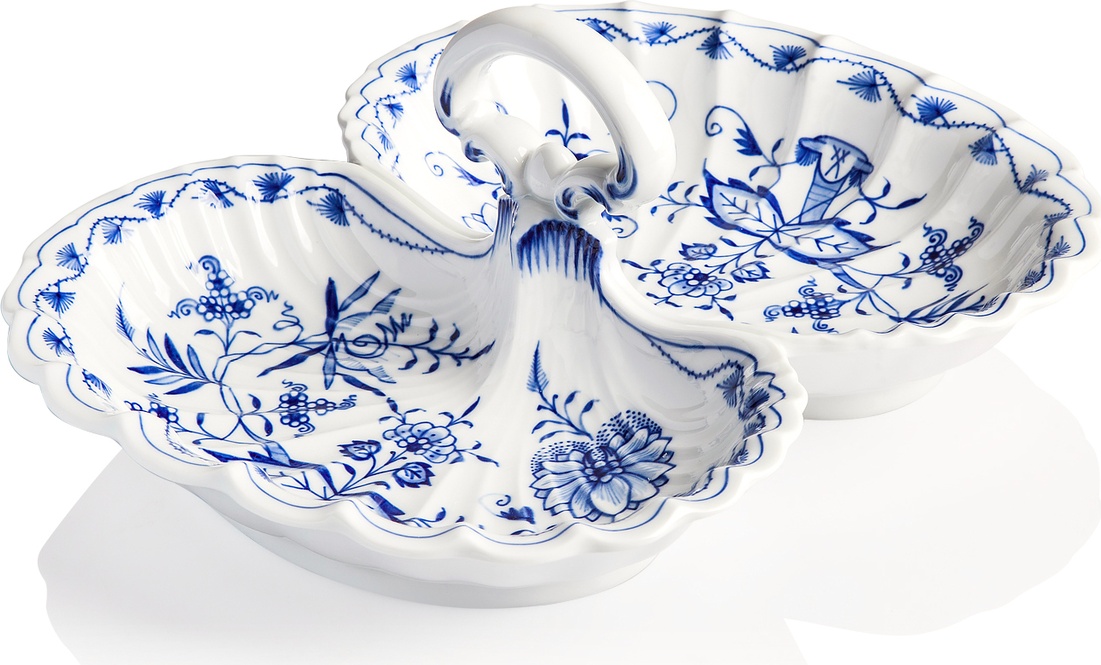 10574250 Meissen Менажница двухсекционная 28,5см "Луковый декор" Фарфор 