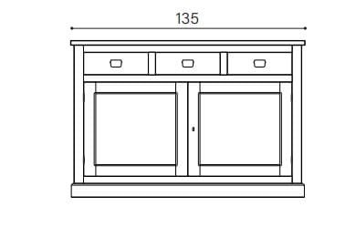 Шкаф с 2 дверцами и 3 ящиками из массива дерева