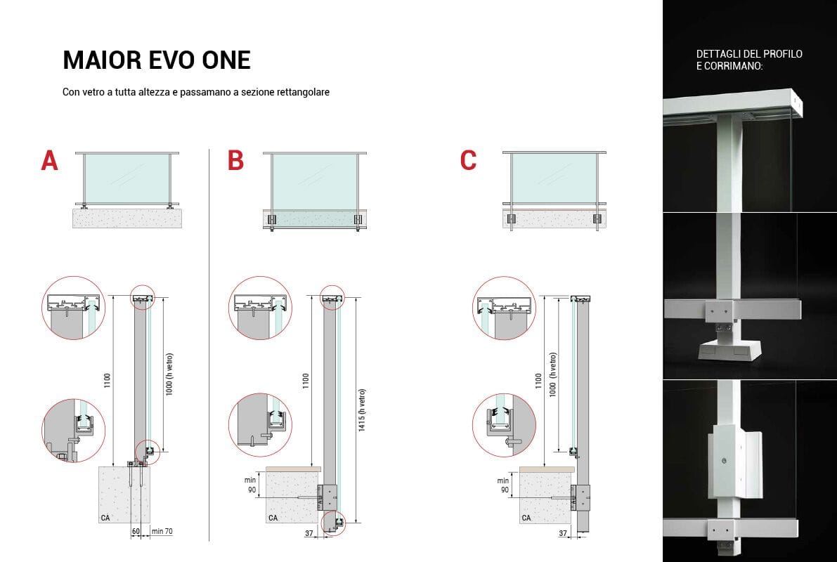 Перила из алюминия и стекла FARAONE Maior Evo ARCH-00083001 - Вид №6