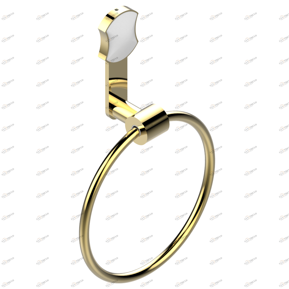 U2F-504N Полотенцедержатель-кольцо-Ø 180 мм одинарное Thg-paris Infini белый фарфор с золотым декором Покрытие PVD золотистый цвет U2F-504N CAT.F