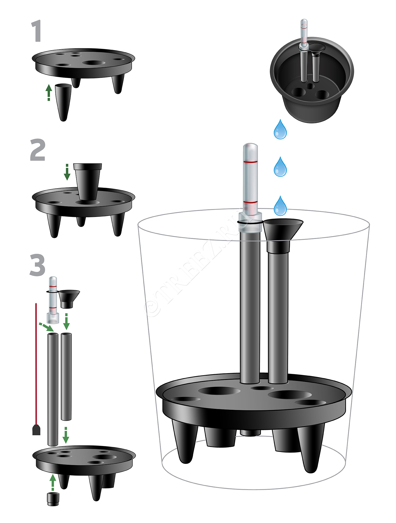 41.3300-01-SQ-28 Система автополива SQ-28 для кашпо  Effectory - модель SQ-28 Цветочная коллекция  - Вид №2
