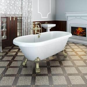 Акриловая ванна "Леонесса 1" на ножках со сливом-переливом (комплектация бронза, перламутр)