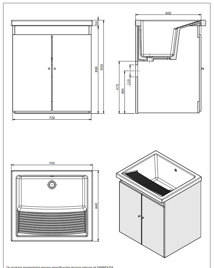 Тумба под постирочную раковину Sanindusa Riba 6634011, белый - Вид №1