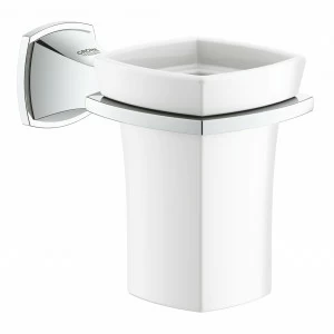 Стакан для зубных щеток Керамический, с держателем GROHE Grandera, хром (40626000)