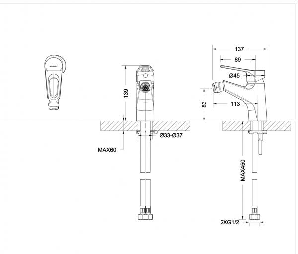 Смеситель для биде ECO-D F393158C bravat - Вид №1