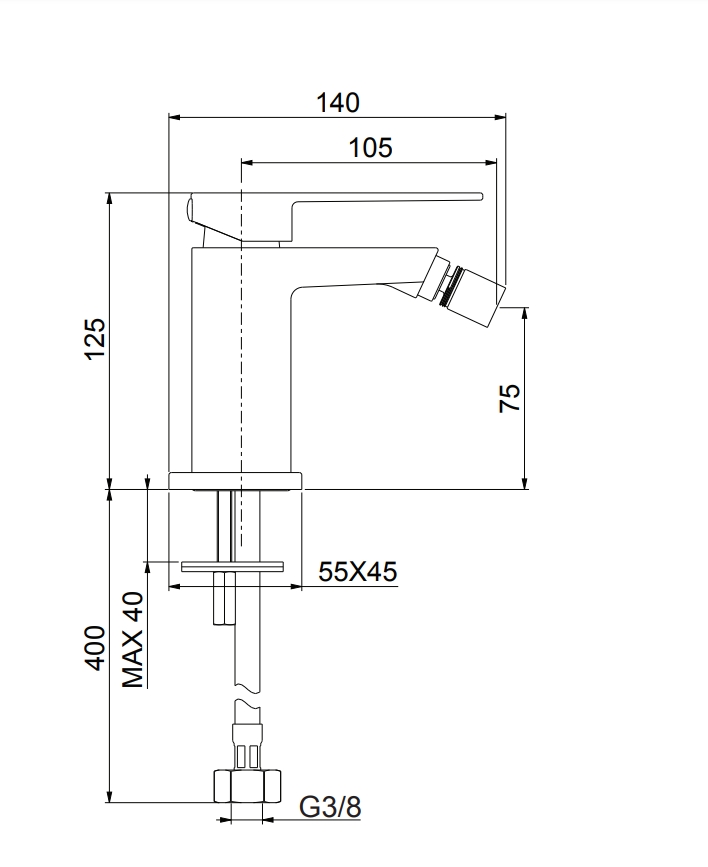 100CR8536 Смеситель для биде , хром Fiore Kube - Вид №2