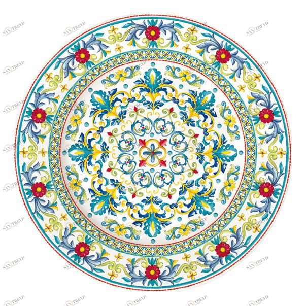 Тарелка фарфоровая синяя с узором обеденная "Средиземноморье" EASY LIFE СРЕДИЗЕМНОМОРЬЕ 00-3946991 Синий 