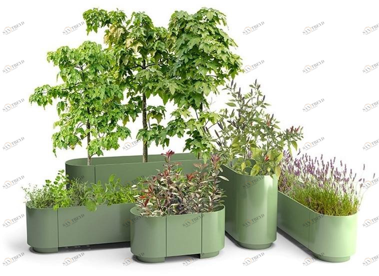 VESTRE Прямоугольная кашпо для общественных мест из стали с порошковым покрытием Pop sun-id-1413804