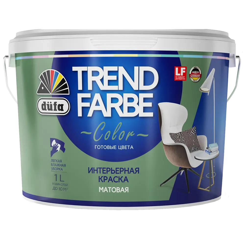 Краска для стен и потолков Trend Farbe цвет Зеленый мох 1 л 81970794 STLM-2129684 Dufa  - Вид №1
