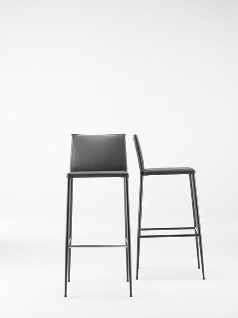 ONDARRETA Высокий кожаный табурет со спинкой Moka sun-id-1505082 - Вид №2