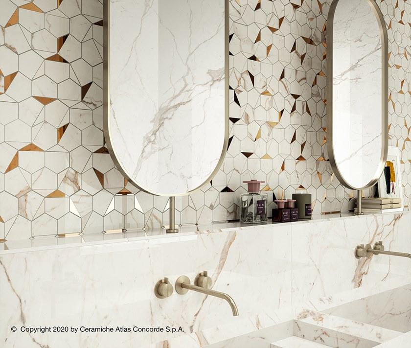 Atlas Concorde Белая плитка для стен с эффектом мрамора Marvel shine sun-id-1375735 - Вид №53