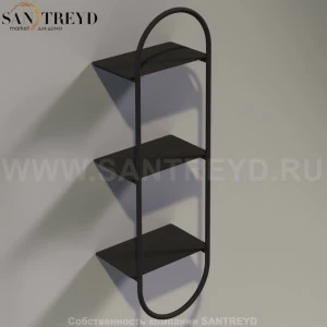 Подвесная овальная колонна WAVE с полками черная