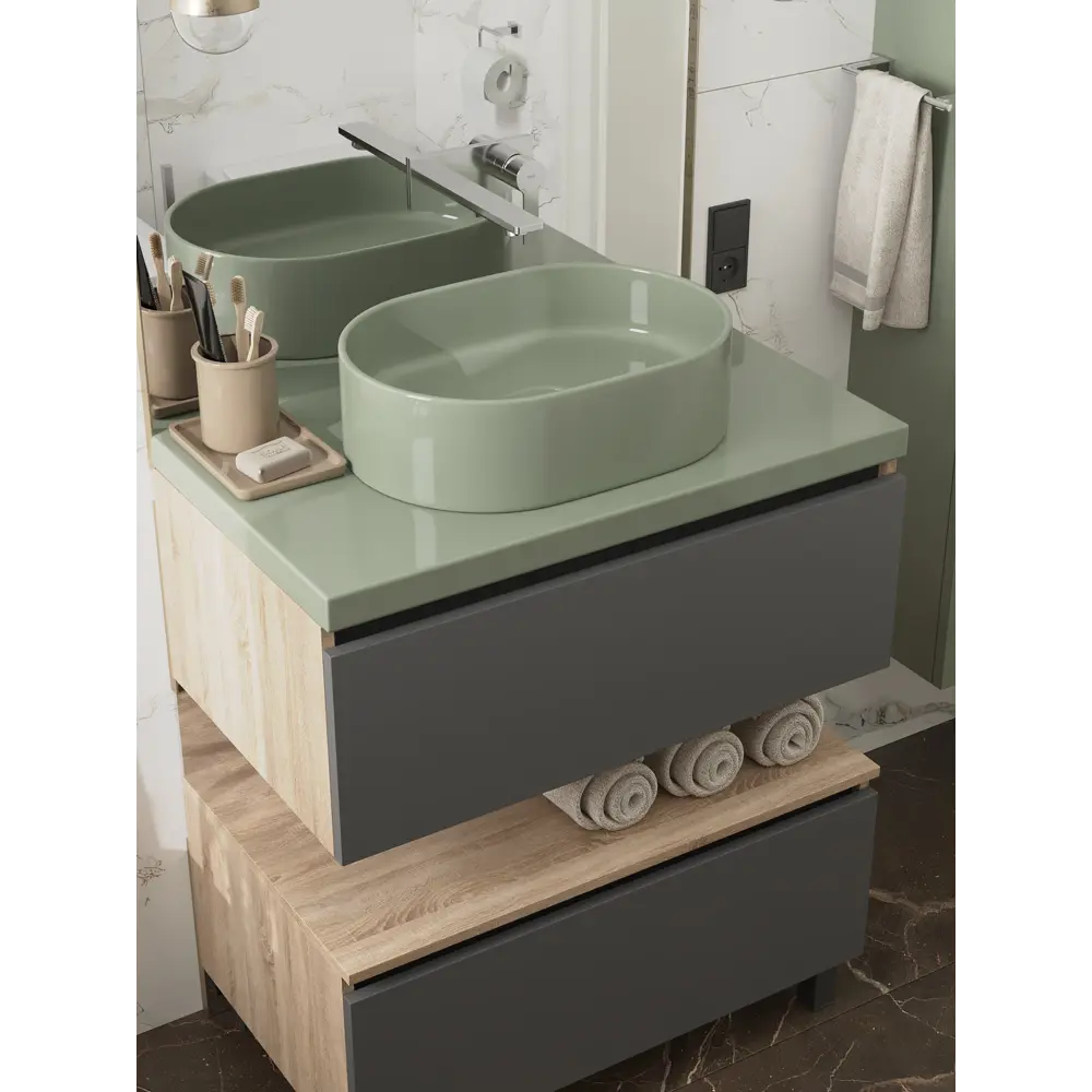 Столешница для ванной Santreyd Scandi SC100O 100×47 см из литьевого мрамора оливкового цвета 89348970 STLM-0968288 - Вид №3