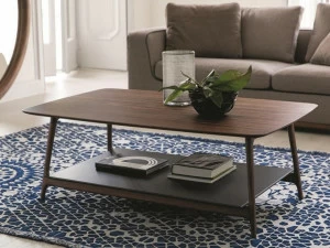 Porada Прямоугольный журнальный столик из массива дерева с полкой для журналов Iron