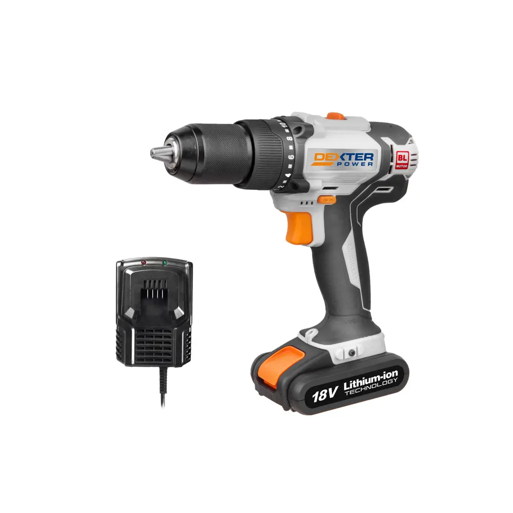 Дрель-шуруповерт бесщеточная ударная Dexter Power CDI218BD.2, 18 В Li-ion 2 Ач 81944905 STLM-2011710  - Вид №1