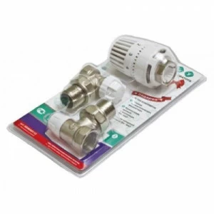 Термокомплект №2 (термоклапан угловой вн/нар, клапан запорный угловой, термоголовка) 1/2