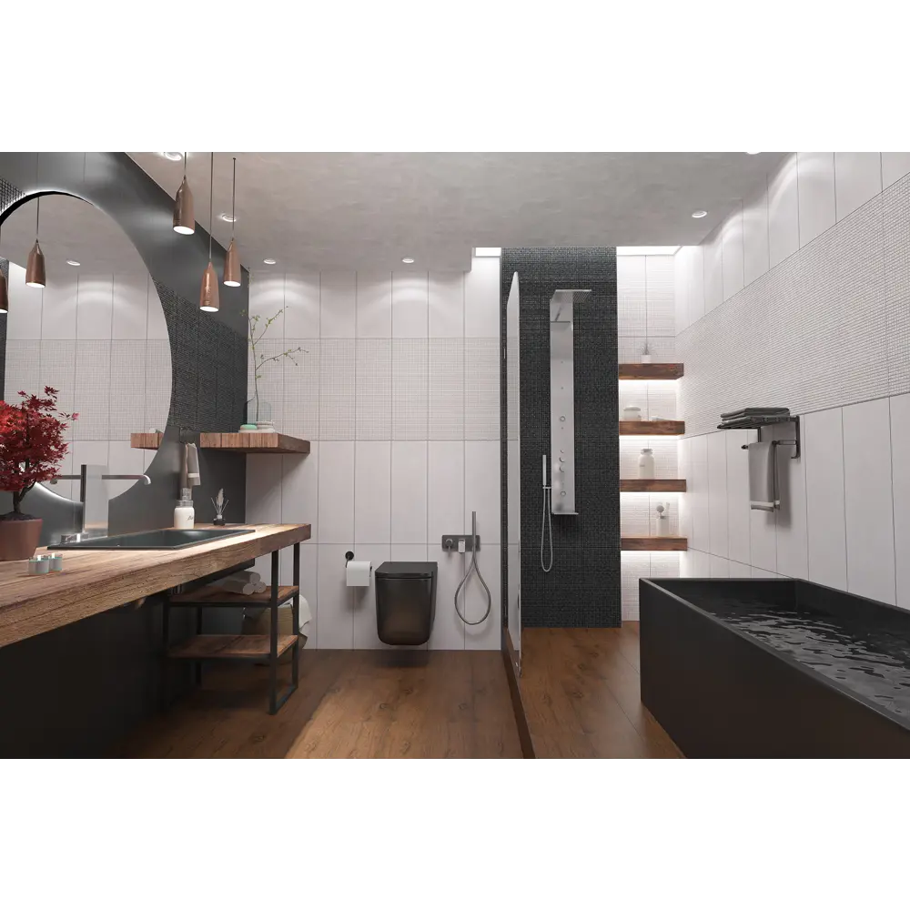 Плитка настенная Azori Alba Grafite 25.1x70.9 см 1.25 м² цвет черный 85091601 STLM-2202093 - Вид №3