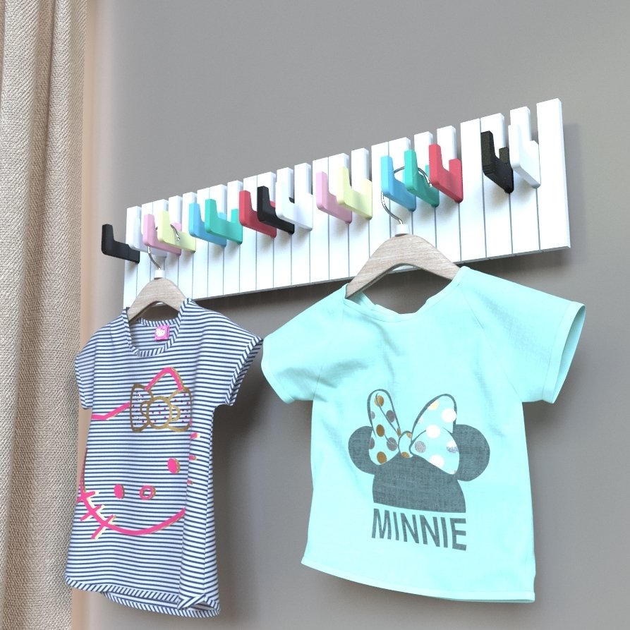 Вешалка настенная белая с разноцветными крючками 60 см "Вена" QWERTY  00-3971594 Белый  - Вид №1