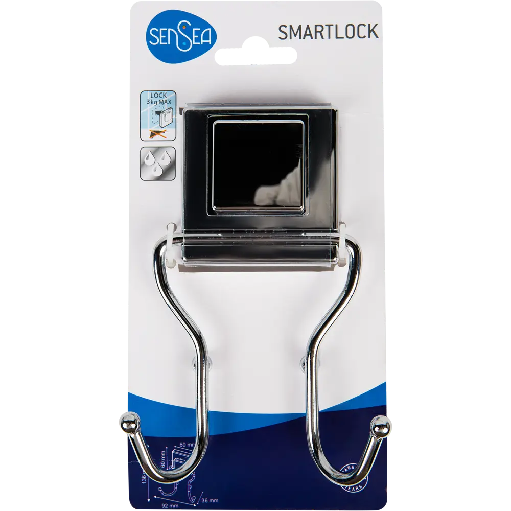 Крючок двухрожковый Sensea «Smart Lock» на присоске цвет хром STLM-2090376 - Вид №4