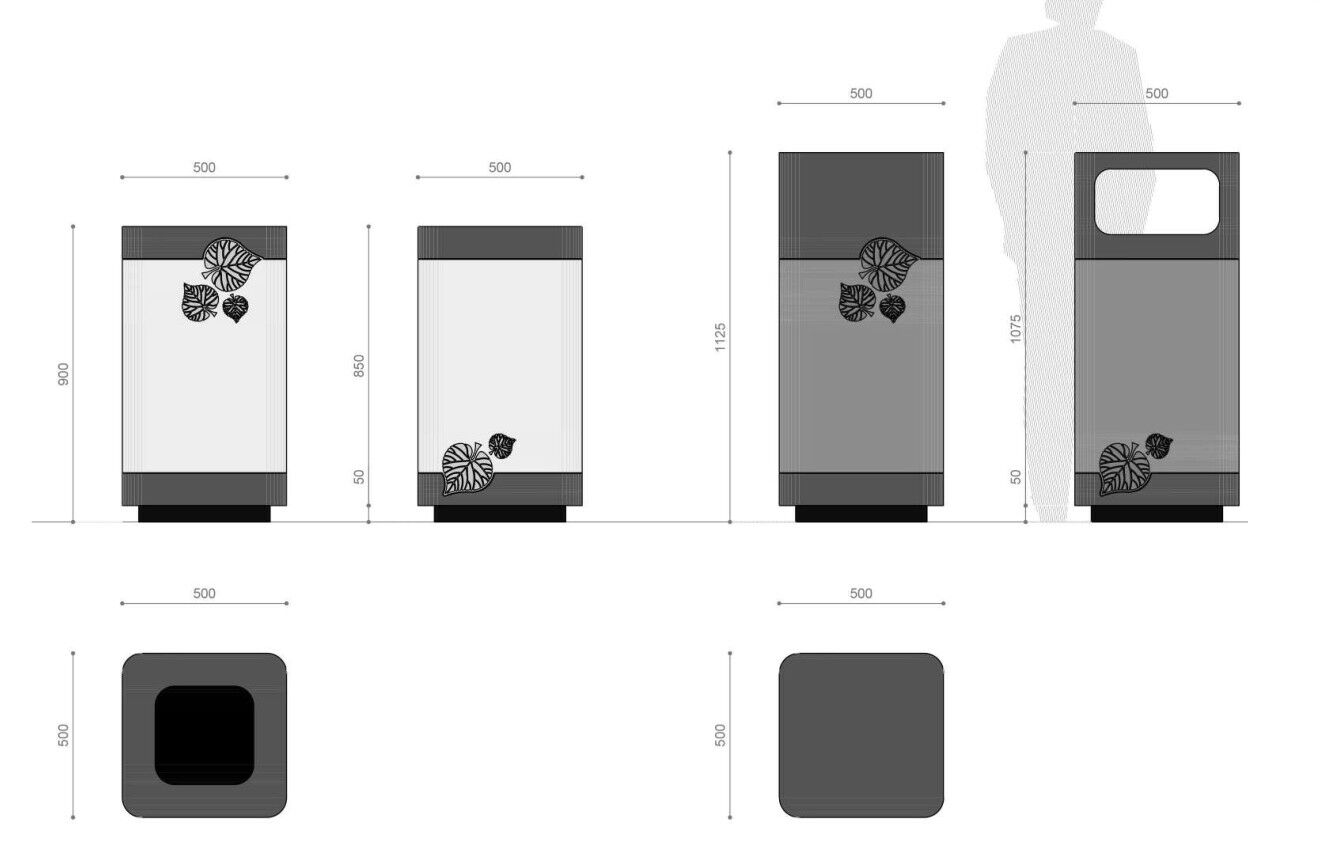 Оцинкованная стальная корзина для мусора с крышкой Viscio Urban Design MARTINO ARCH-00110849 - Вид №7