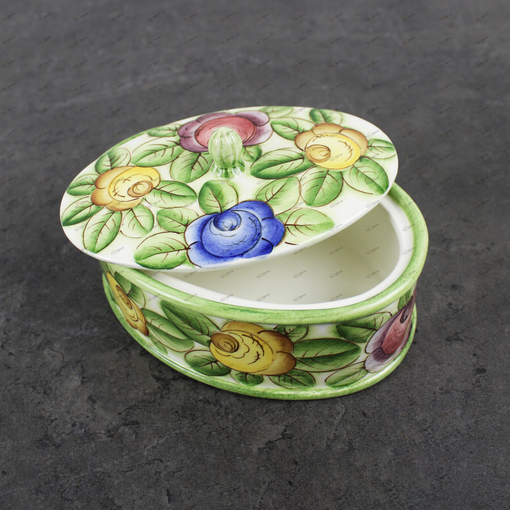 Шкатулка "Конаковские розы" (овальная) PROVANSFAIENCE 