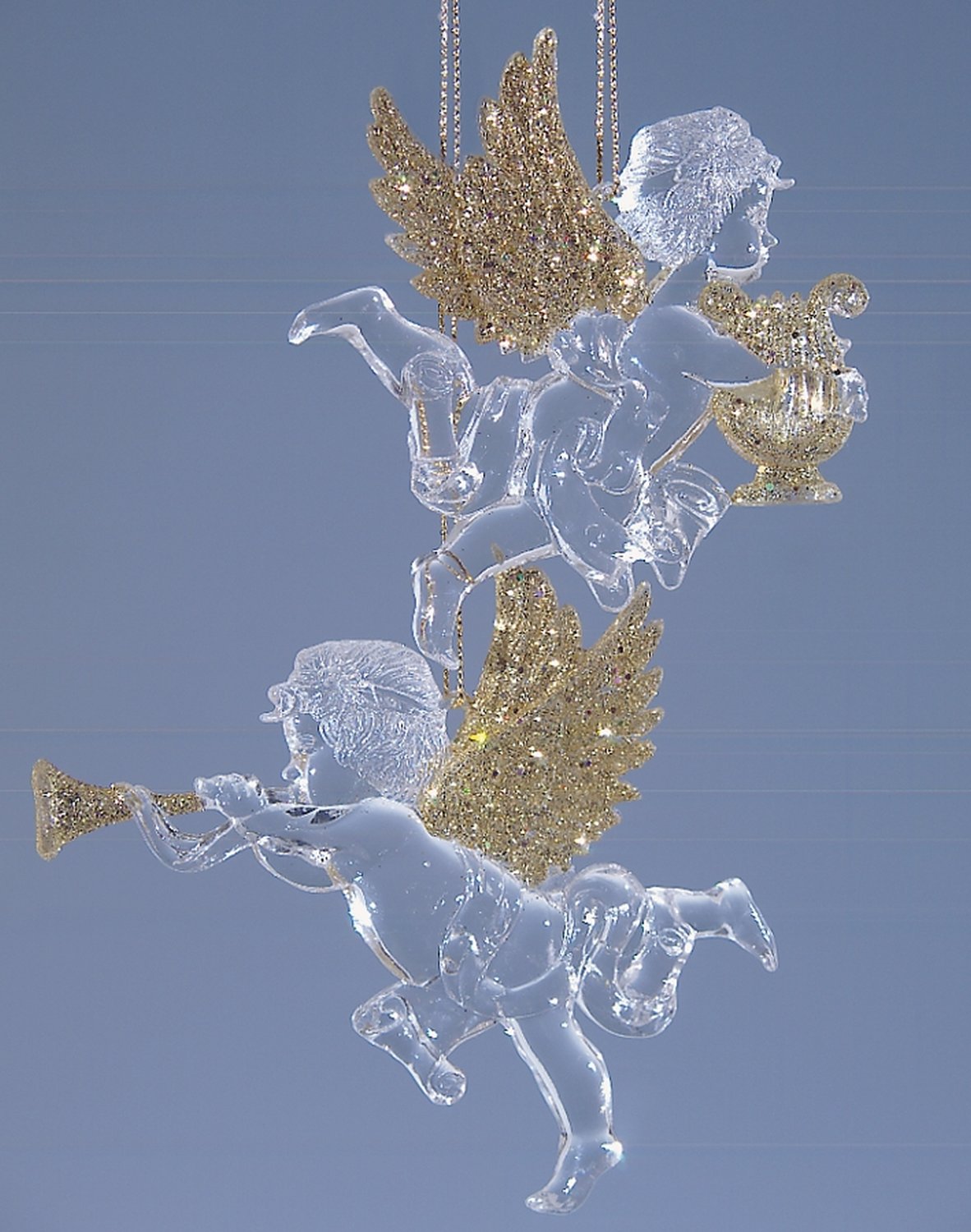 1354 331 a3 Декоративные фигурки ангелов, акрил, 2 штуки, 10 см, золото H-andreas 