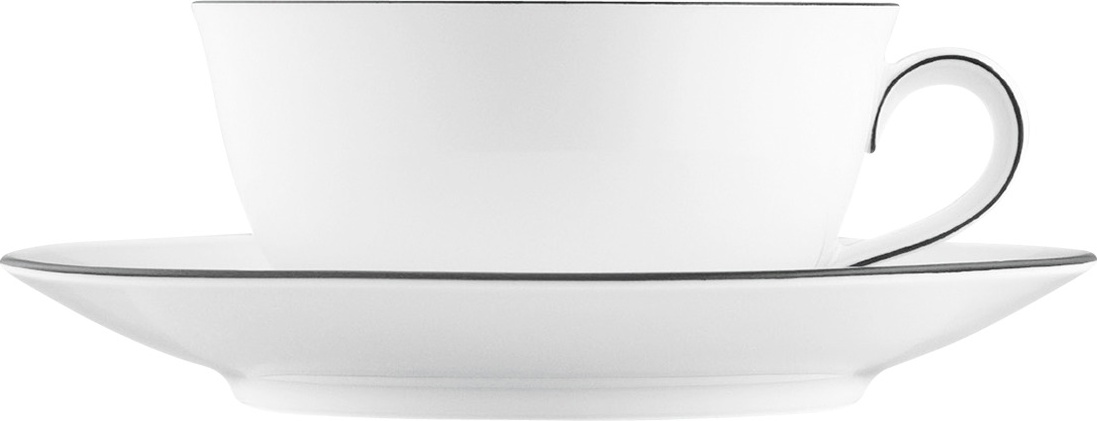 10642834 Furstenberg Чашка чайная с блюдцем Furstenberg "Вагенфельд" 200мл (с чёрным кантом) Фарфор 