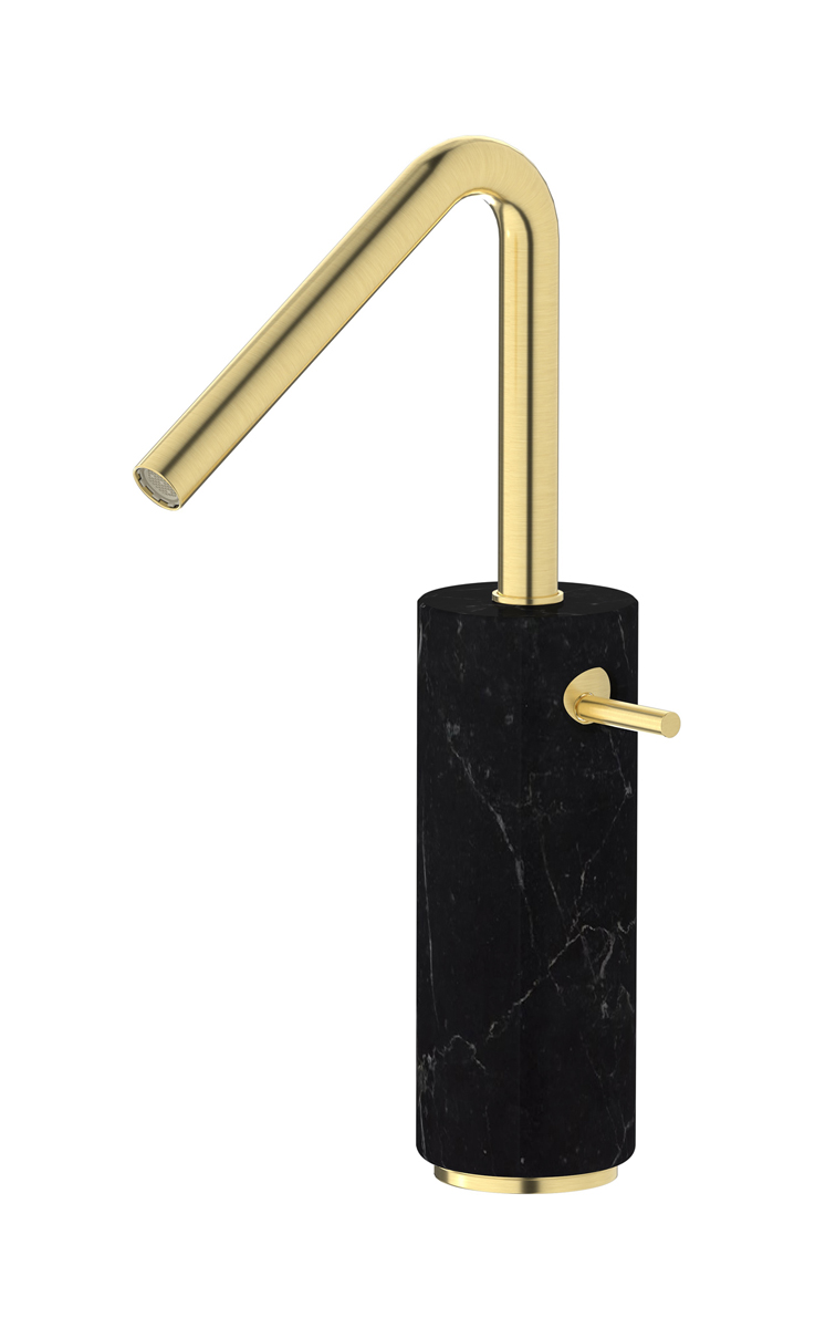 Высокий смеситель для раковины на 1 отверстие в комплекте с донным клапаном WE ARE IB mr202is_2 Brushed Pale Gold Marmo