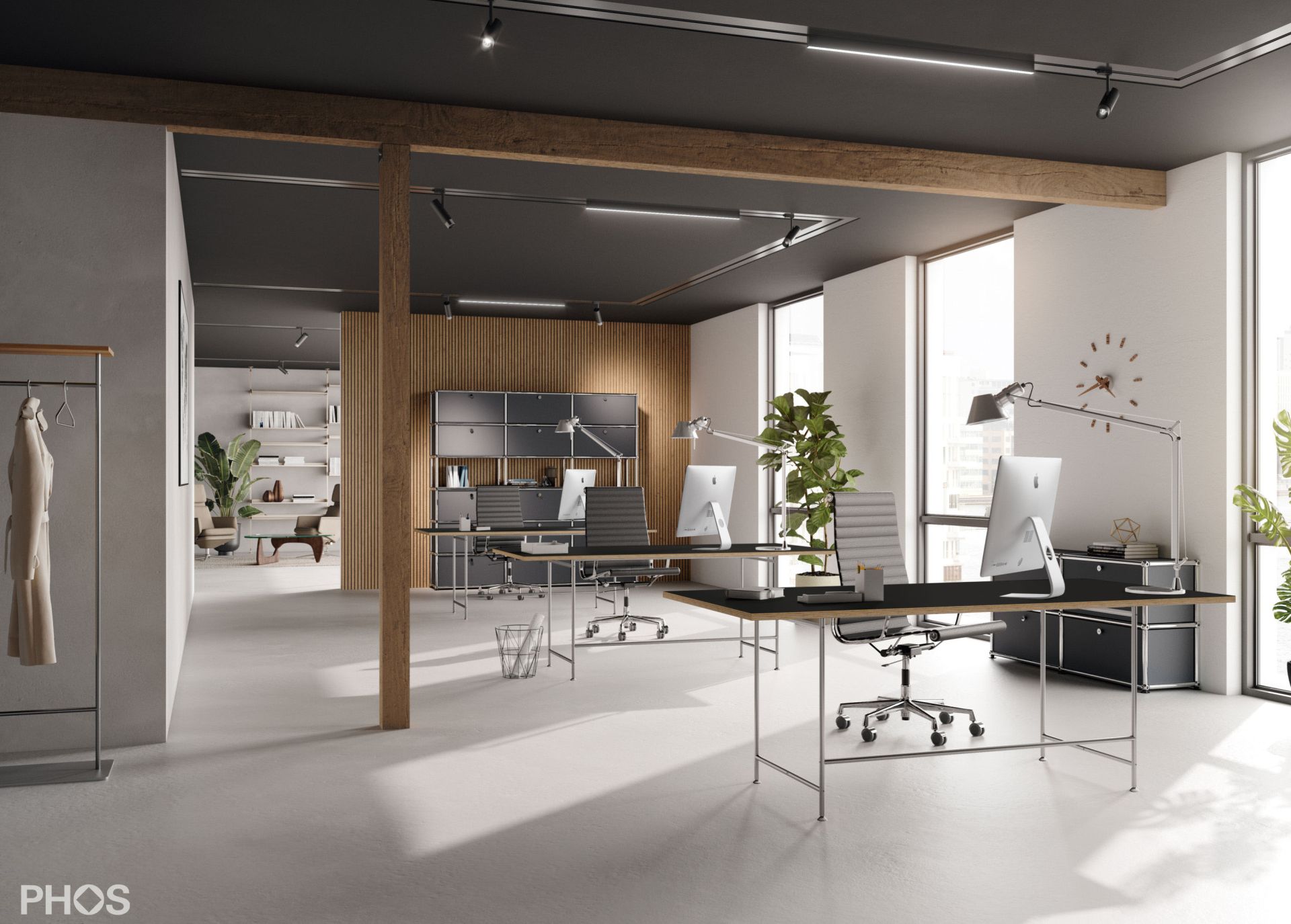 KATI-S1-200x90-MS Карлсруэ стол - письменный стол - черный - 200 х 90 х 75 см. PHOS  - Вид №1