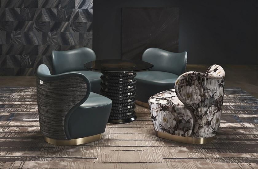 Gianfranco Ferré Home Круглый лакированный журнальный столик из дерева и стекла Brick lane Bla.233.a - Вид №1