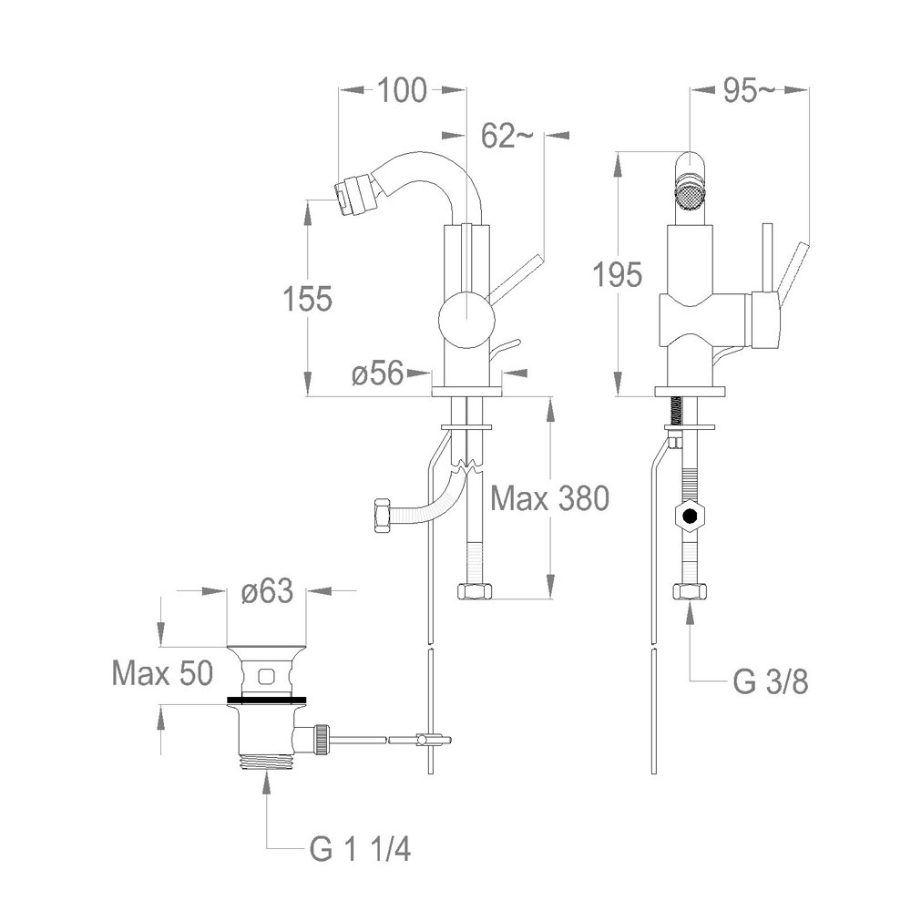 80.2431.5.10.00 Сместитель для биде поворотный 360°, Cleo80, Fir Cleo 80 40977 - Вид №1